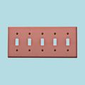 Switchplates Brushed Solid Copper Five Toggle Switch Plate