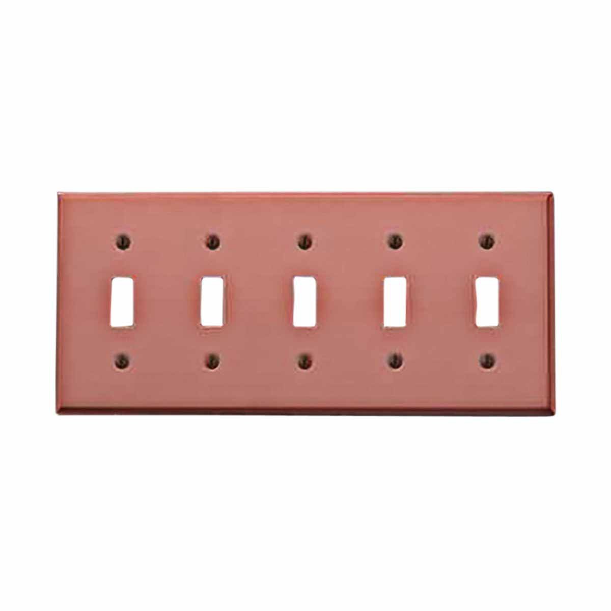 Switchplates Brushed Solid Copper Five Toggle Switch Plate