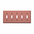 Switchplates Brushed Solid Copper Five Toggle Switch Plate 
