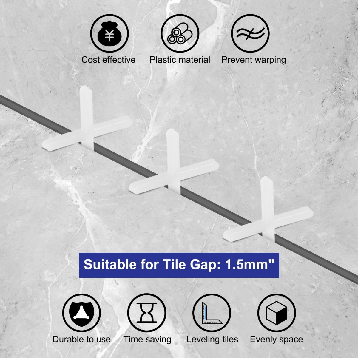 1600pcs Tile Spacers 5mm 1 16 Cross Shape Wall Floor Spacer Tiling Tools For Ceramic Installation White