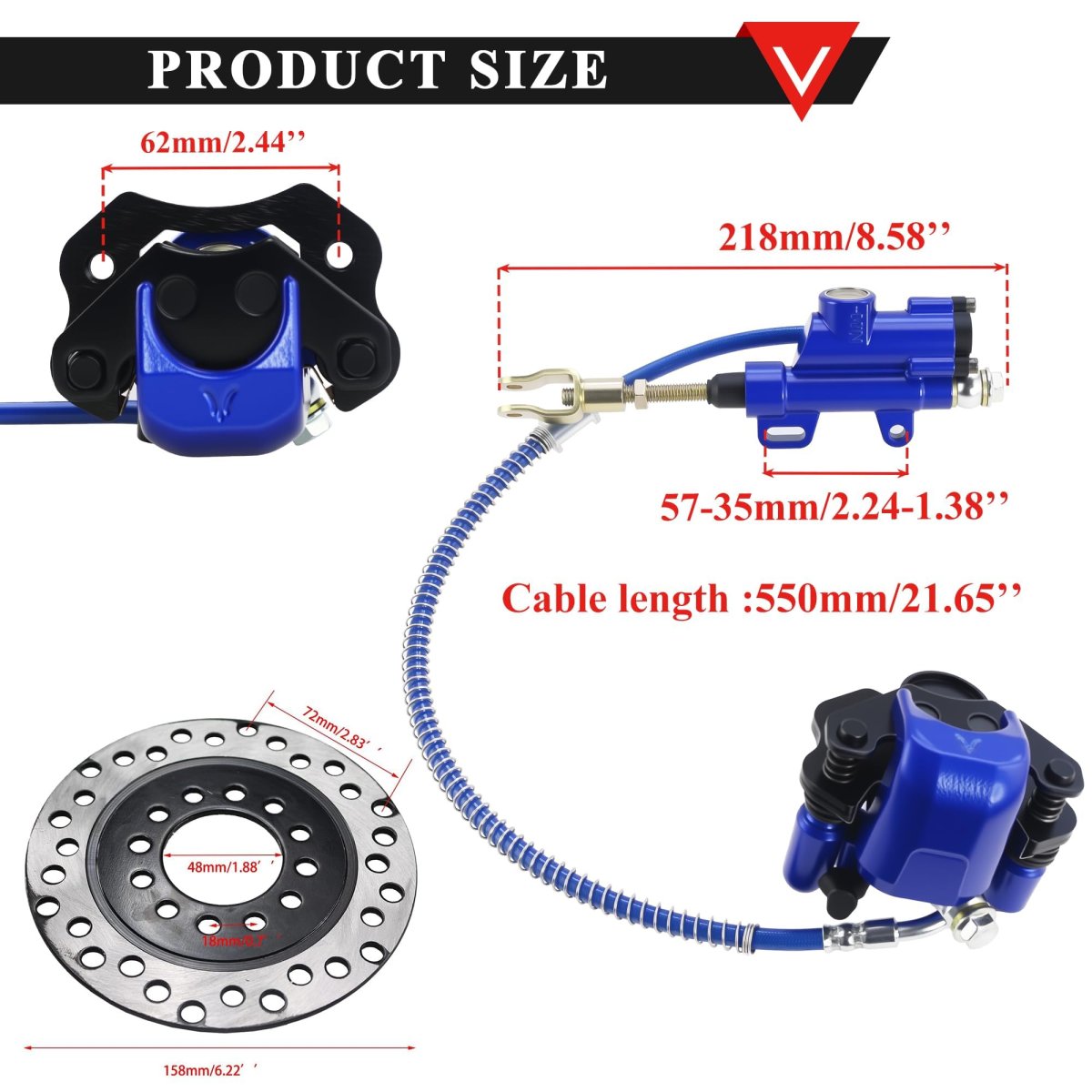 Pro Bat Rear Brake Master Cylinder Caliper Assembly Red And Black Blue