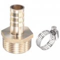 Uxcell Brass Hose Barb Fitting Straight 16mm X G1 Male Thread Pipe Connector With Stainless Steel Clamp Pack Of 1