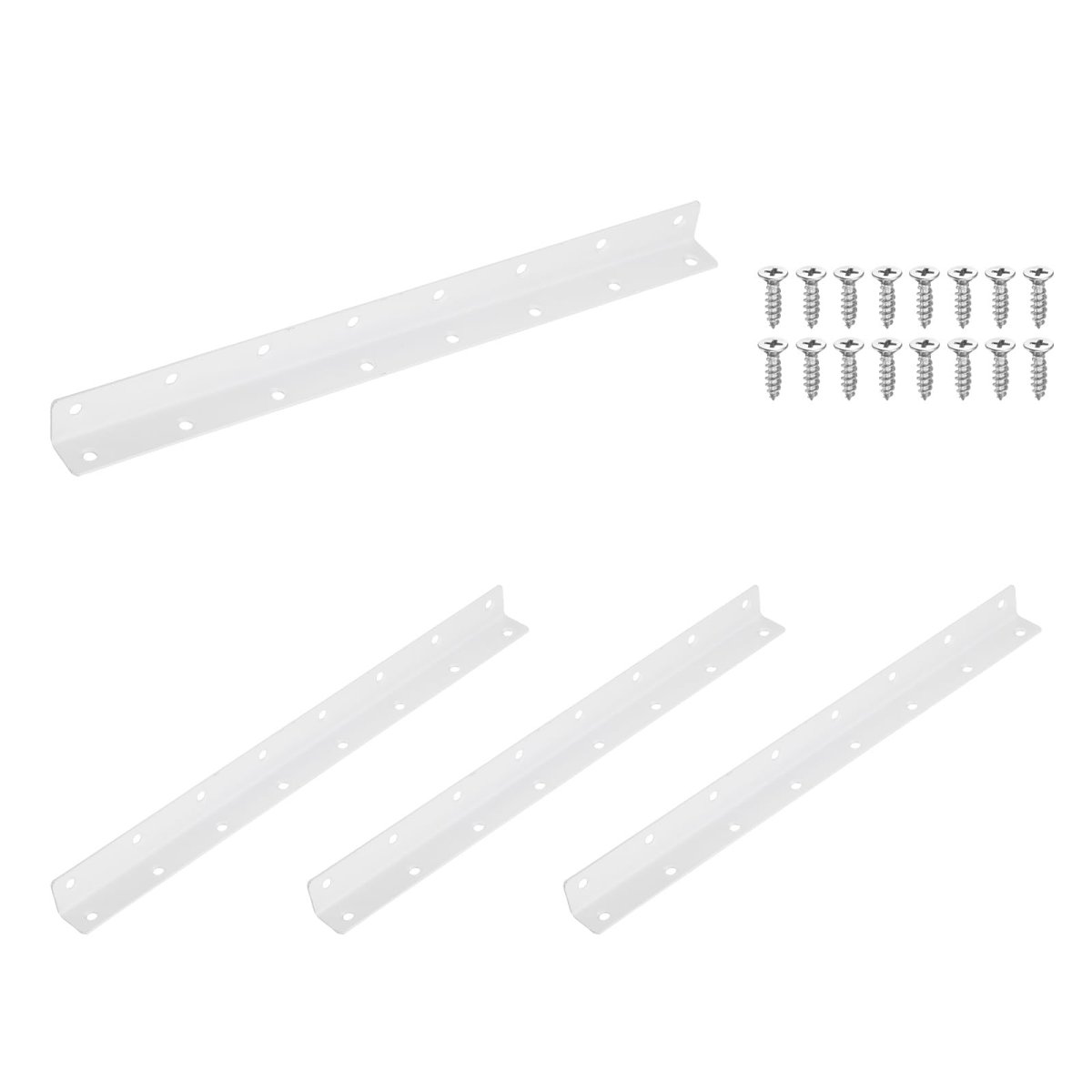 4pcs L Brackets 90 Degrees Angle With Screws Stainless Steel Corner Braces For Wood Shelf Table Chair Cabinets Bookshelf White