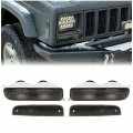 Hecasa Front Corner Bumper Signal Lights Caps Lens For 1997-2001 Jeep Cherokee Xj Pair Smoke