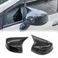 2pcs Car Ox Horn Side Rearview Mirror Exterior Cover Cap For Honda Civic 2012-2013 Carbon Fiber Black