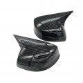 2pcs Car Ox Horn Side Rearview Mirror Exterior Cover Cap For Honda Civic 2012-2013 Carbon Fiber Black