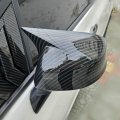 2pcs Car Ox Horn Side Rearview Mirror Exterior Cover Cap For Honda Civic 2012-2013 Carbon Fiber Black