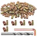 Swpeet 60pcs 5 16a 18 X 12mm Carbon Steel Color Zinc Plated Wood Inserts And 11mm Twist Drill With 1pcs Wrench Assortment Kit 