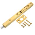Door Flush Bolts Latch 8 Inch Stainless Steel Security Guard Lever Action Slide Lock For Inactive Leaf Double Dummy Gold 