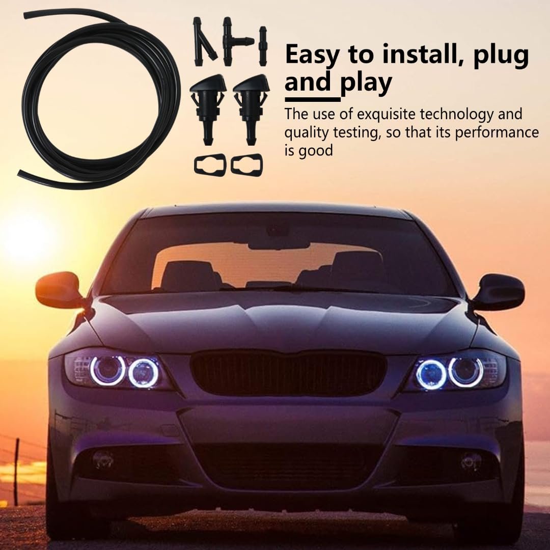 Blue Elf Universal Car Windshield Wiper Washer Squirter Nozzle Spray Jet Kit Fluid Hose And Connectors Replace 5303833aa
