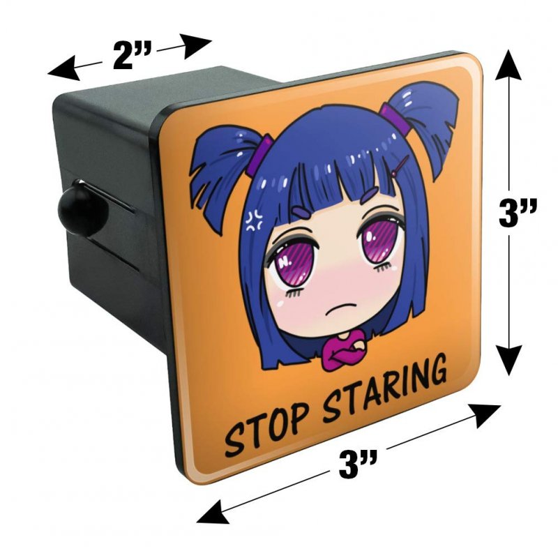 Stop Staring Kawaii Chibi Girl Pigtails Tow Trailer Hitch Cover Plug Insert For 2 In Receivers Black Abs Plastic With Uv