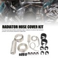 Stainless Steel Hose Cover Kit Heat Universal Radiator Sleeving Set Dress Up For Vehicle Black