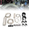 Stainless Steel Hose Cover Kit Heat Universal Radiator Sleeving Set Dress Up For Vehicle Black
