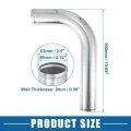A Absopro Universal 90 Degree L Shape Bend Elbow Intercooler Pipe Air Intake Tube 2 5 Od 63mm 500mm 19 69 Length Aluminum Alloy