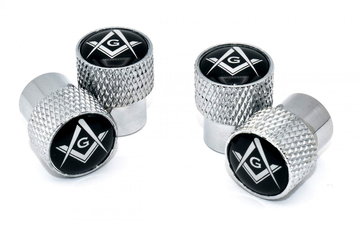 Mason Universal Valve Stem Caps Shiny Chrome Knurling