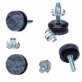 Medium Duty Felt Furniture Levelers 1 4 Threaded Shank W T-nuts Brown Plastic Grey High Density00 Lb Total Capacity Adjusts 