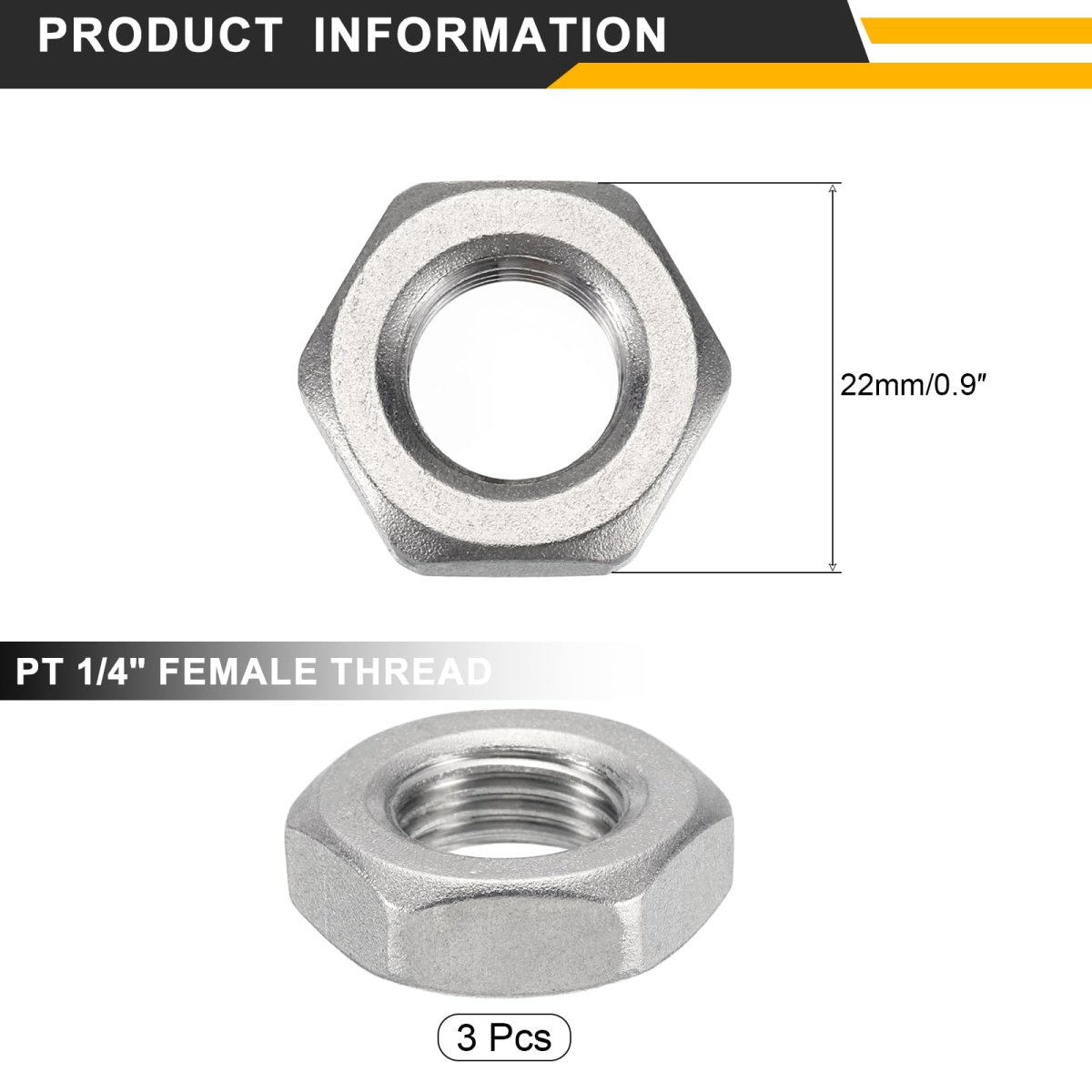 3pcs Cast Pipe Fitting Hex Locknut 304 Stainless Steel Lock Nut Pt 1 4 Female Thread For Plumbing Fixed Water Broom And