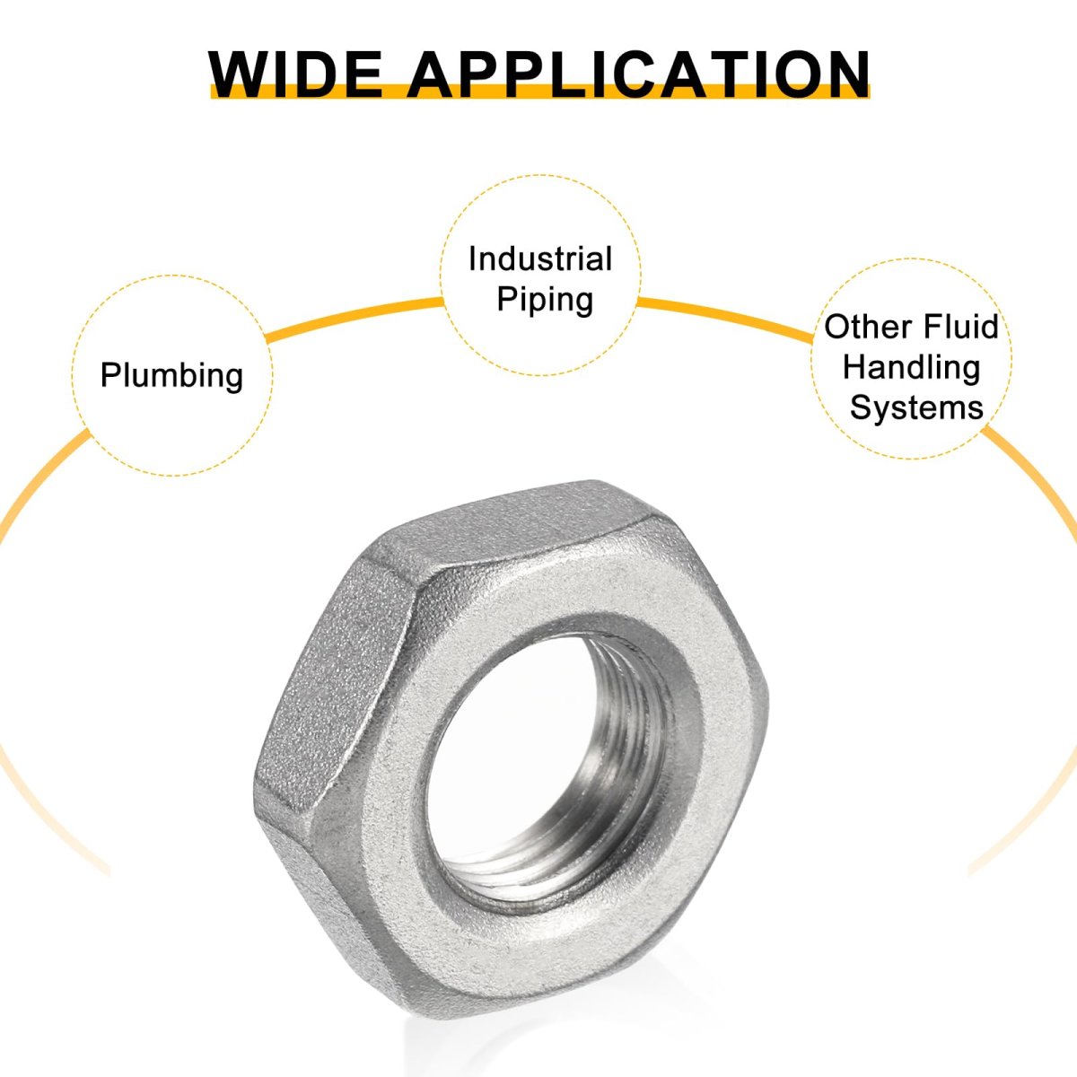 3pcs Cast Pipe Fitting Hex Locknut 304 Stainless Steel Lock Nut Pt 1 4 Female Thread For Plumbing Fixed Water Broom And