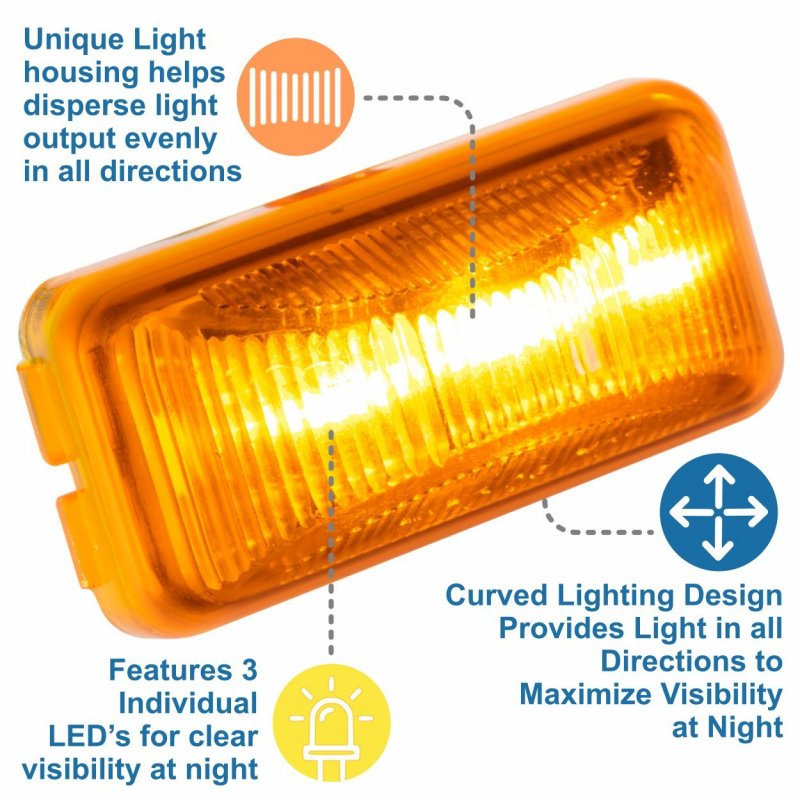 Lumitronics Rv Mini Thin Line 37 Series Sealed Led Marker Clearance Light Amber