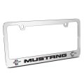 Ford Mustang Dual Logo In 3d On Mirror Chrome Metal License Plate Frame Official Licensed