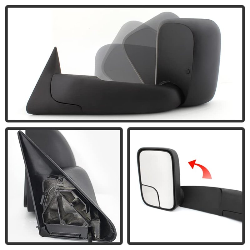Power Heated Side View Towing Mirror Assembly For 1994-2001 Dodge Ram 1500 1994-2002 2500 3500 Manual Folding Left Driver