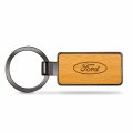 Ipick Image Made For Ford Logo Laser Engraved Maple Wood Gunmetal Frame Case Key Chain