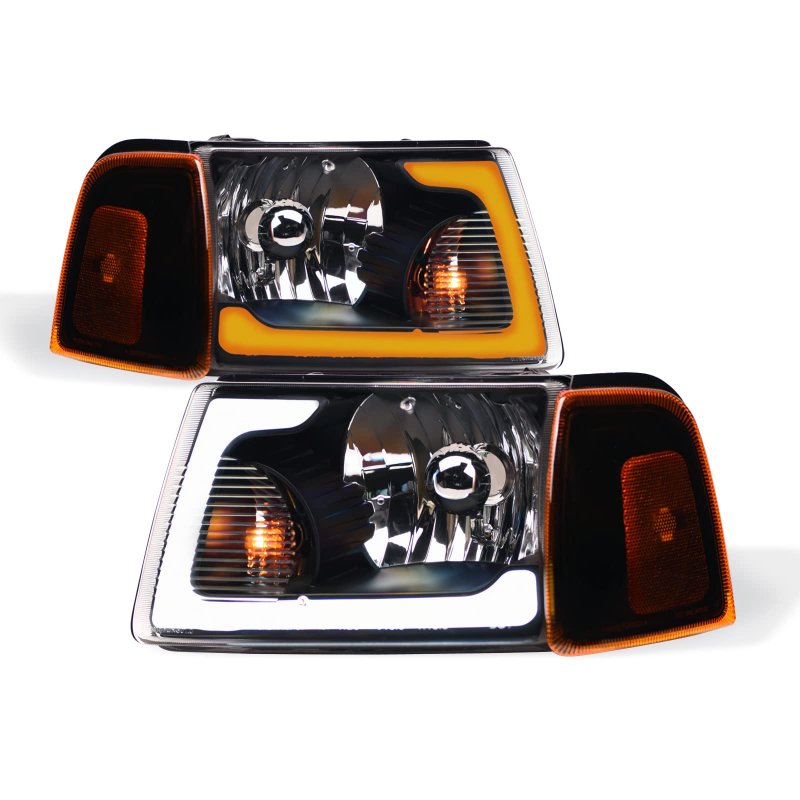 Tlaps 7422448582543 For 2001-2011 Ford Ranger Switchback Sequential Led Strip Bar Black Housing Headlights With Signal Corner