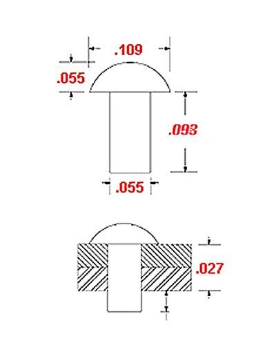 Steel Round Head Solid Rivet -1 16 Diameter X 3 32 Length Plain Finish Pack Of 250 Pieces