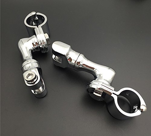 Smt-chrome Short Angled Adjustable Highway Peg Mounting Kit For Bike Equipped With 1-1 4 Inch 1 25 Front Engine Guard Frame