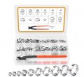 115pcs Set 304 Stainless Steel Single Ear Stepless Hose Clamps Clamp Assortment Kit Crimp Pinch Rings For Securing Pipe Hoses