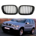 Topteng Gloss Black Front Grille Front Kidney Grill Fit For Bmw X Series X5 E53 1998-2003