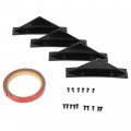 Hecasa 4pcs Universal Car Rear Lower Bumper Wing Lip Diffuser Curved Shape Shark Fin Spoiler Protector Splitter Glossy Black
