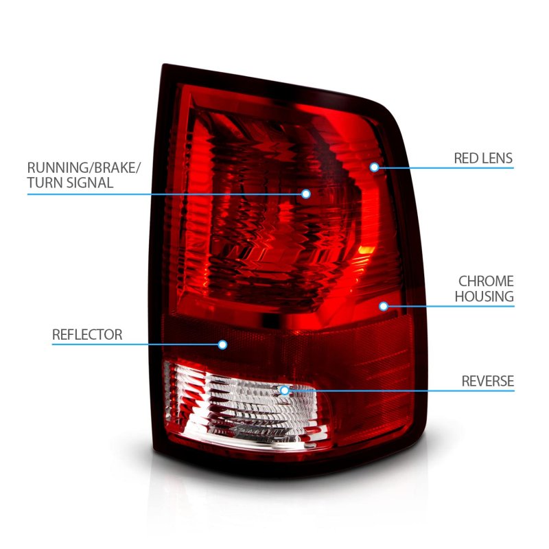 Amerilite For 2009-2018 Dodge Ram 1500 2500 3500 Incandescent Type Red Oe Replacement Tail Lights Assembly Pair Driver And