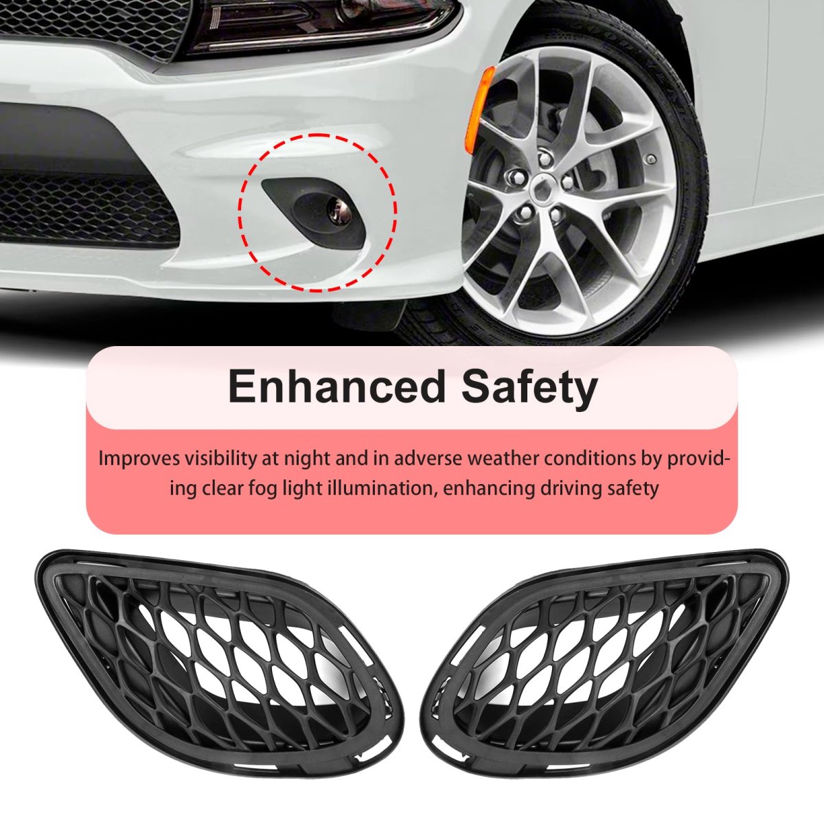 Saihisday 68280492aa Bumper Fog Light Grille Cover Bracket Kit Left And Right Side Replacement For Dodge Charger Gt 2018-2022