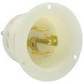 Leviton 2835 30-amp 347 600 Volt- 3py Flanged Inlet Locking Receptacle Industrial Grade Grounding White 