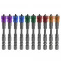 10 Piece Magnetic Collar Ph2 Phillips Cross Screwdriver Bit Set 1 4 In Hex Shank For Electric Power Drills And Hand Drivers S2 