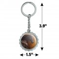 Black Horse Racing Keychain Chrome Plated Metal Pop Cap Bottle Opener