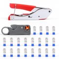Knoweasy Compression Tool Kit Coaxial Cable Crimper Cutter With 20pcs Connectors Professional Coax Set For Rg59 Rg6 Connections 