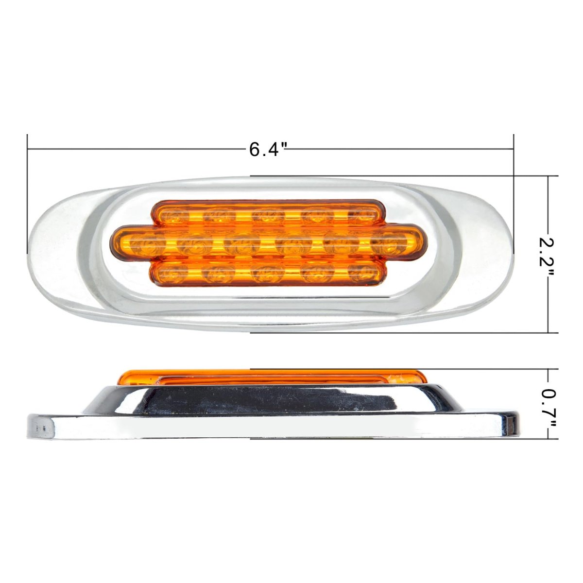 6 5 In 16 Led Oval Trailer Side Marker Light Amber Lens Waterproof Clearance Running And Turn Signal Lamp For Trucks Rvs
