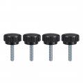 M8 X 30mm Metric Male Thread Knurled Clamping Knobs Grip Thumb Screw On Type Plastic Threaded Hand Bolt Black 4 Pcs 