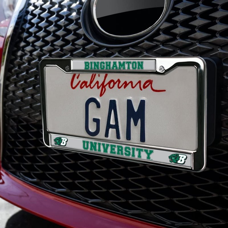 Binghamton University School Logo Full Size Standard License Plate Metal Frame