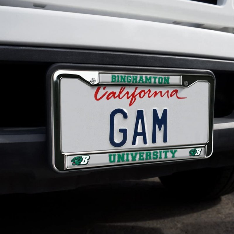 Binghamton University School Logo Full Size Standard License Plate Metal Frame