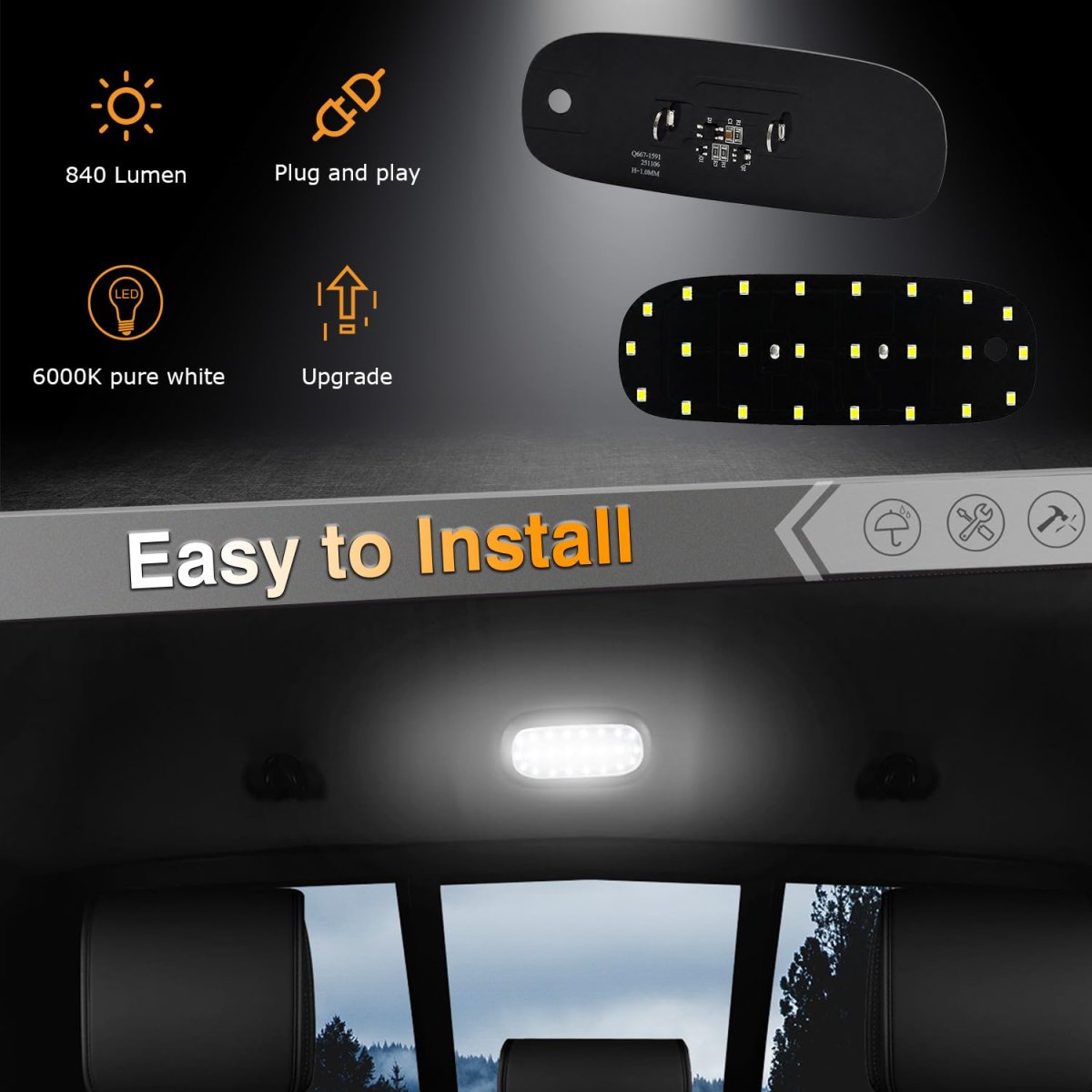 Hercoo Led Interior Dome Light Panel Roof Map Lighting Upgraded Accessory For Dodge Ram 1500 2500 3500 Dakota Durango Commander