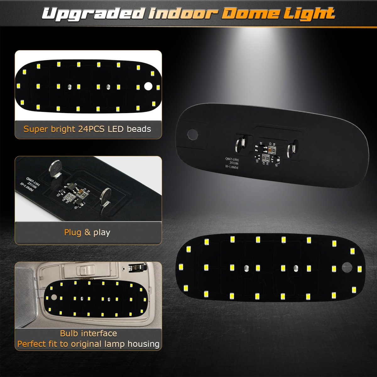 Hercoo Led Interior Dome Light Panel Roof Map Lighting Upgraded Accessory For Dodge Ram 1500 2500 3500 Dakota Durango Commander