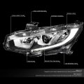 Led Drl Chrome Housing Clear Corner Projector Headlight Tool Kit Compatible With Honda Civic 16-18