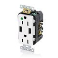 Leviton T5632-hgw 15-amp Hospital Grade Usb Charger Tamper-resistant Duplex Receptacle White 