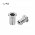 Uxcell M4 304 Stainless Steel Rivet Nuts Flat Head Insert 50 Pcs