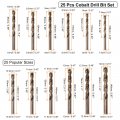 Uxcell 25pcs Cobalt Drill Bit Set 25 Sizes 1mm-13mm Drilling Dia Twist Drills Round Shank Bits For Steel Aluminum Copper Soft