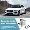 X Autohaux Engine Coolant Thermostat Housing Assembly For Volvo S60 2003-2005 34794 15349 Plastic Metal Silver Tone