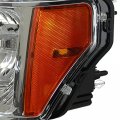 Chrome Housing Amber Corner Headlight Head Lamps Tool Kit Compatible With Ford F-150 09-14